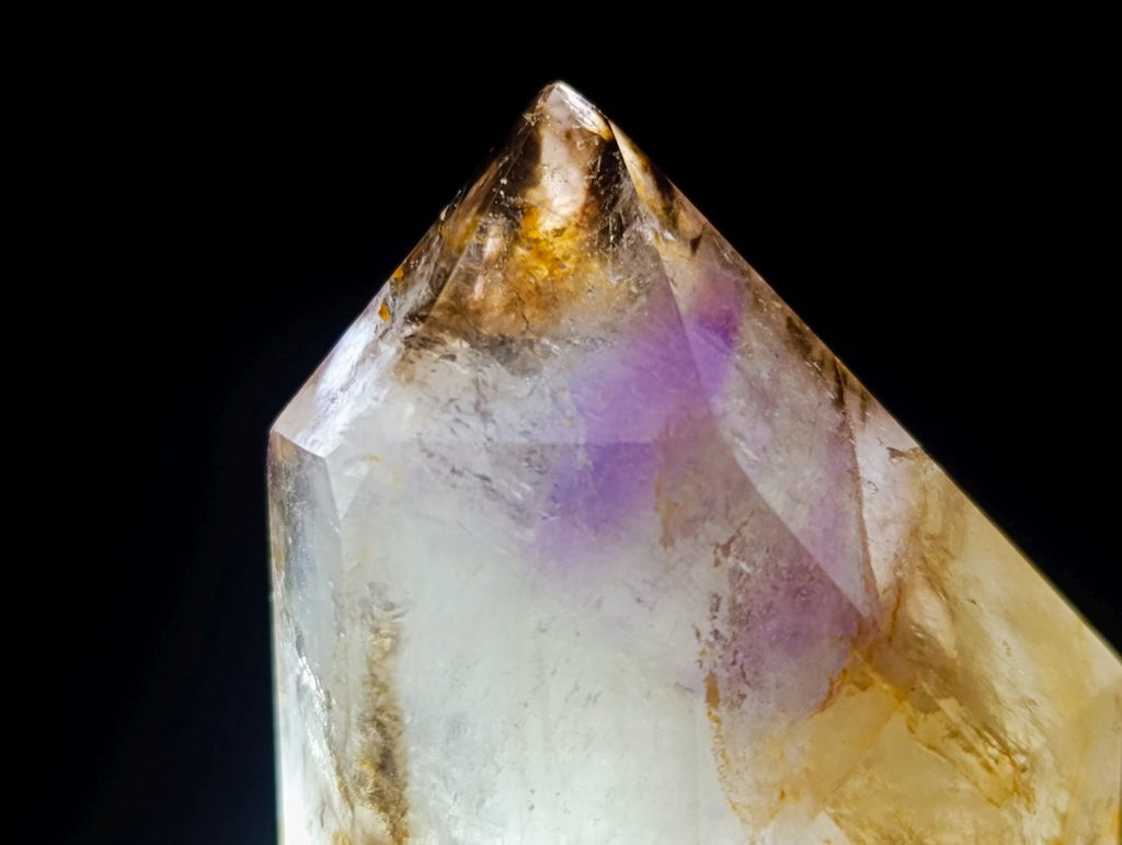 Polished Smokey Amethyst Window Quartz Crystal with Enhydro x 1 From Akansobe Madagascar