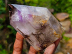 Polished Smokey Amethyst Window Quartz Crystal with Enhydro x 1 From Akansobe Madagascar