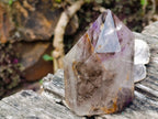 Polished Smokey Amethyst Window Quartz Crystal with Enhydro x 1 From Akansobe Madagascar