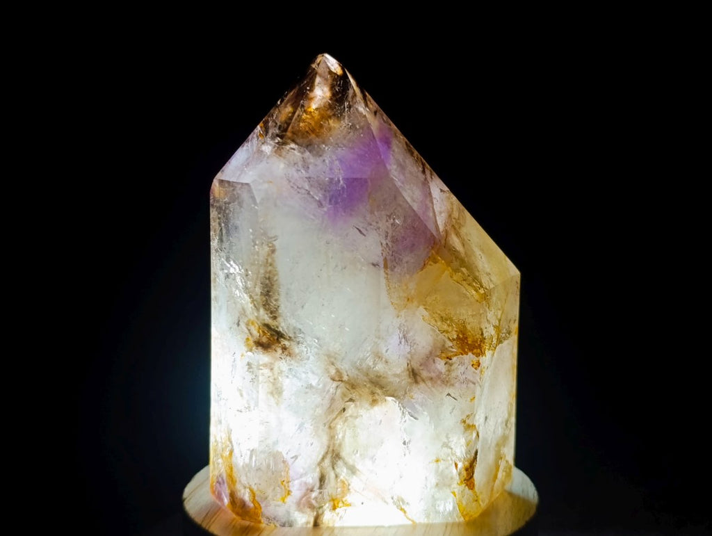 Polished Smokey Amethyst Window Quartz Crystal with Enhydro x 1 From Akansobe Madagascar