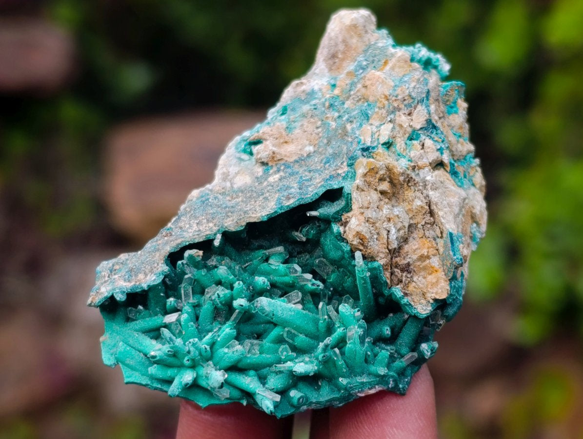 Natural Super Rare Acicular Malachite Barite Specimen x 1 From Shinkolobwe Mine, Congo