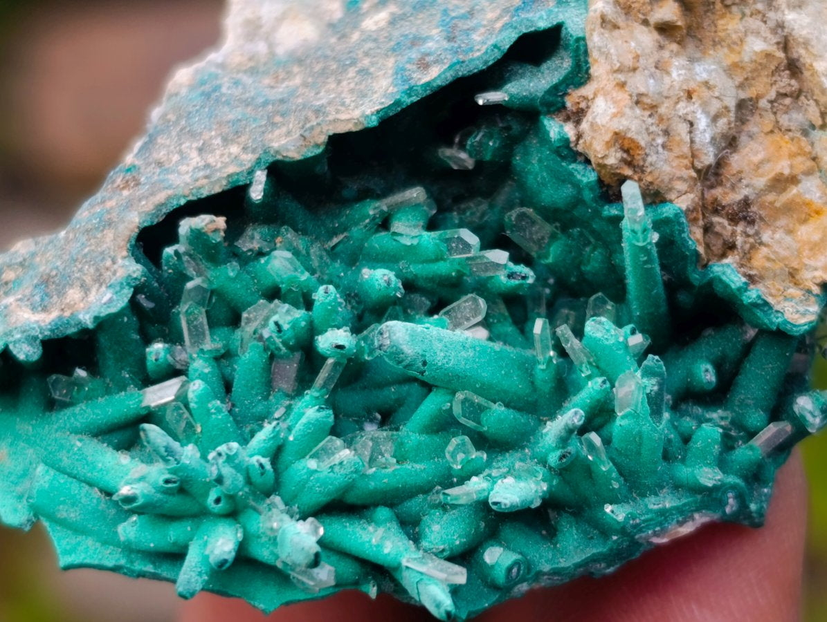 Natural Super Rare Acicular Malachite Barite Specimen x 1 From Shinkolobwe Mine, Congo