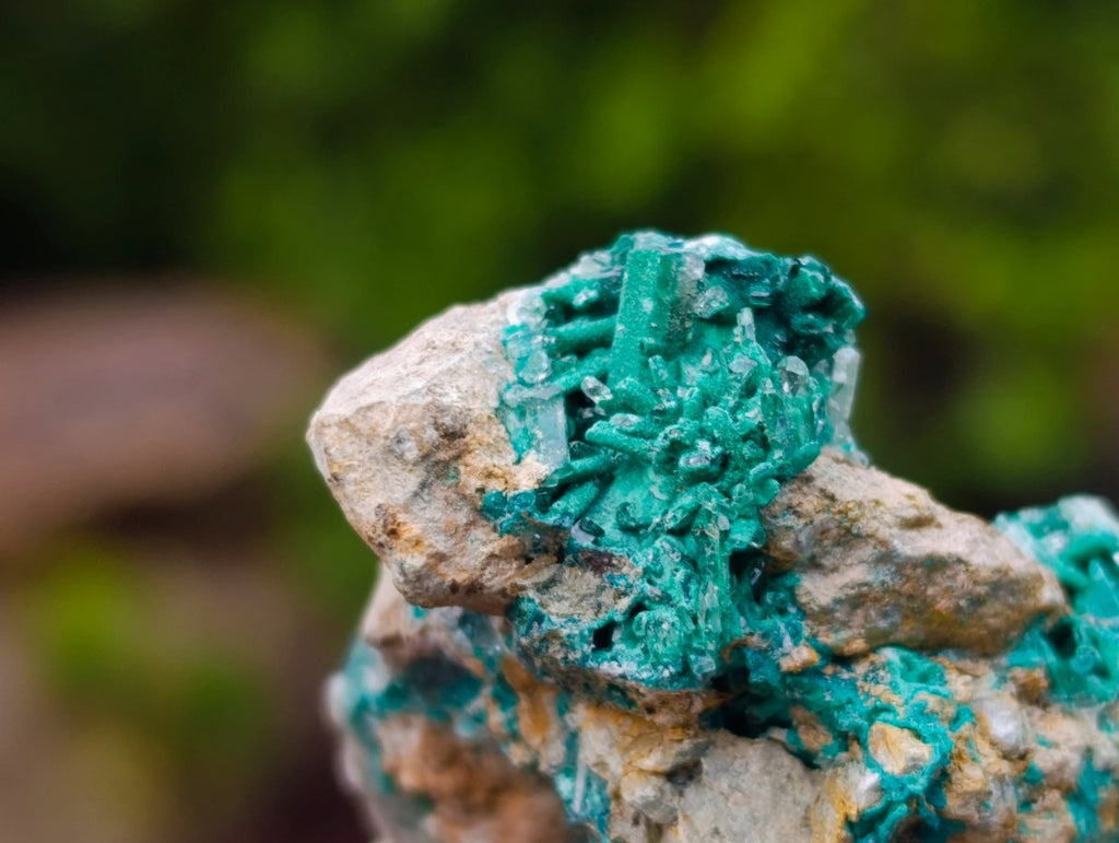 Natural Super Rare Acicular Malachite Barite Specimen x 1 From Shinkolobwe Mine, Congo