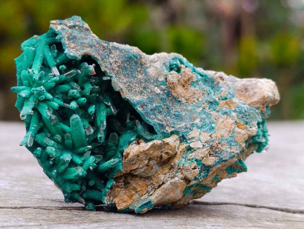 Natural Super Rare Acicular Malachite Barite Specimen x 1 From Shinkolobwe Mine, Congo
