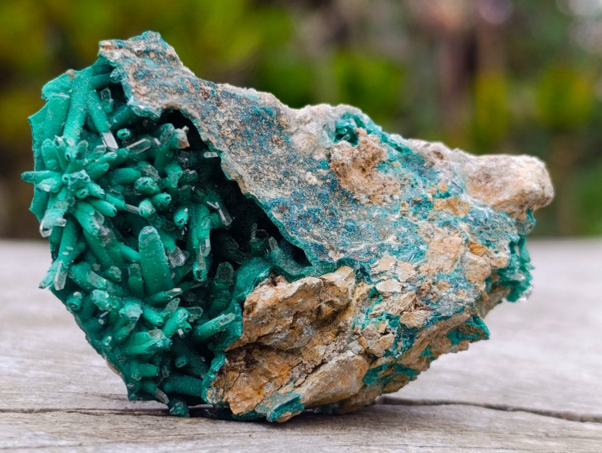Natural Super Rare Acicular Malachite Barite Specimen x 1 From Shinkolobwe Mine, Congo