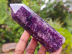 Polished Deep Purple Lepidolite Display Crystal with Smokey Quartz x 1 From Madagascar