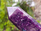 Polished Deep Purple Lepidolite Display Crystal with Smokey Quartz x 1 From Madagascar