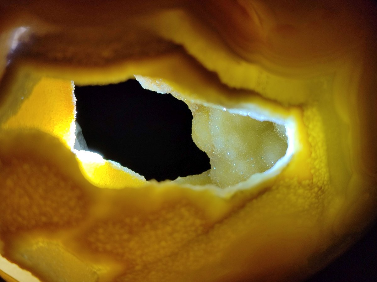 Polished Large Hollow Crystal Centred Carnelian Gemstone Heart x 1 From Lemur Island, Nosy Varika, Madagascar