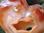Polished Large Hollow Crystal Centred Carnelian Gemstone Heart x 1 From Lemur Island, Nosy Varika, Madagascar