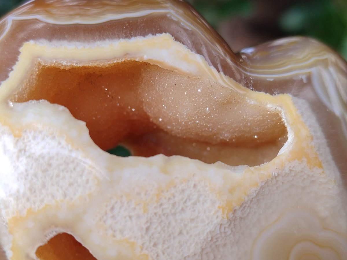 Polished Large Hollow Crystal Centred Carnelian Gemstone Heart x 1 From Lemur Island, Nosy Varika, Madagascar