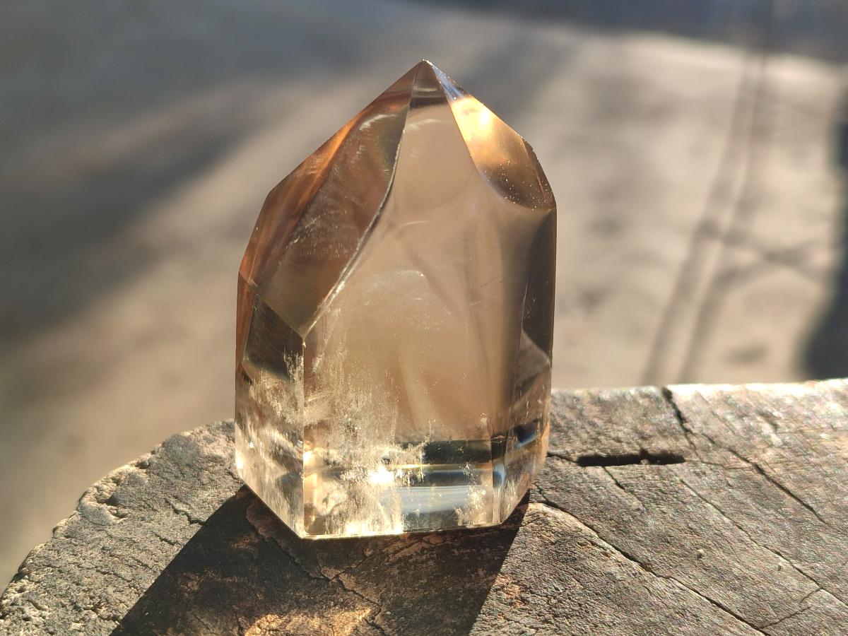 Polished Smokey Phantom Optic Clear Citrine Crystal x 1 From Madagascar