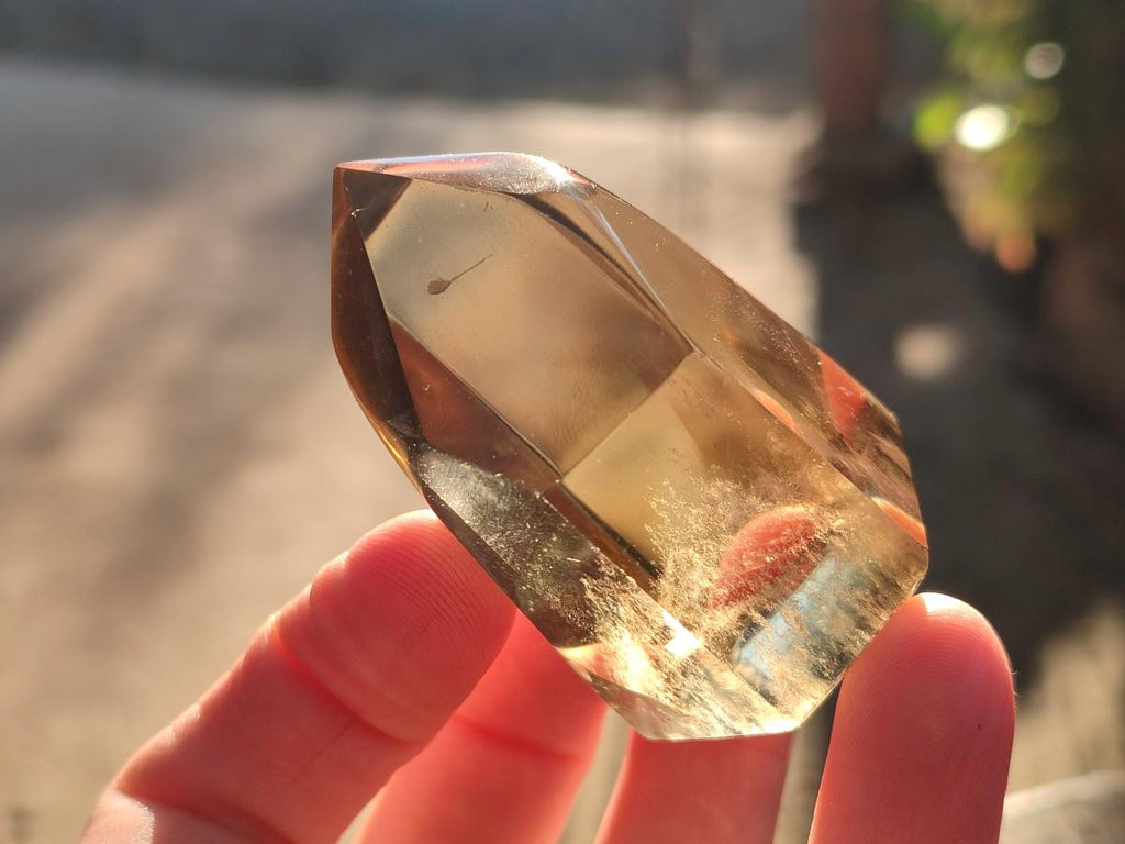 Polished Smokey Phantom Optic Clear Citrine Crystal x 1 From Madagascar