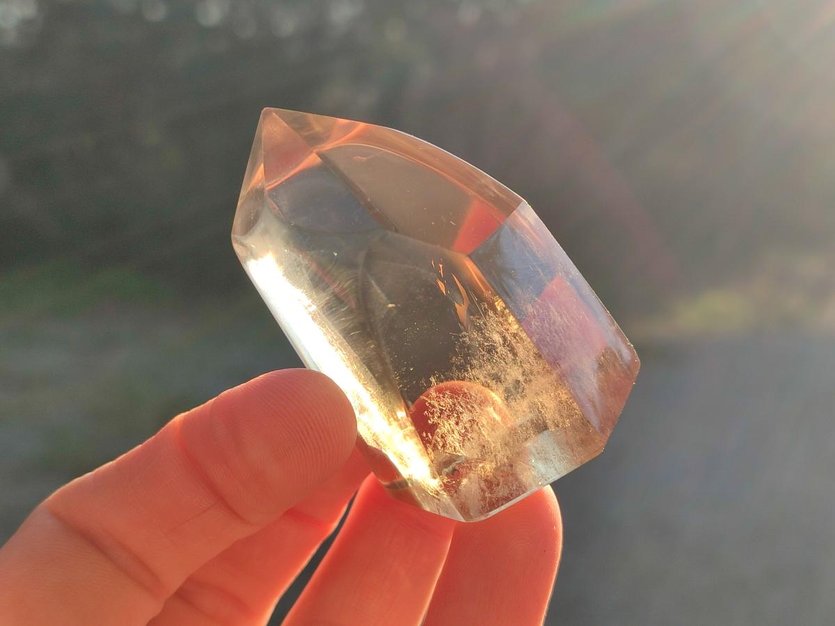 Polished Smokey Phantom Optic Clear Citrine Crystal x 1 From Madagascar