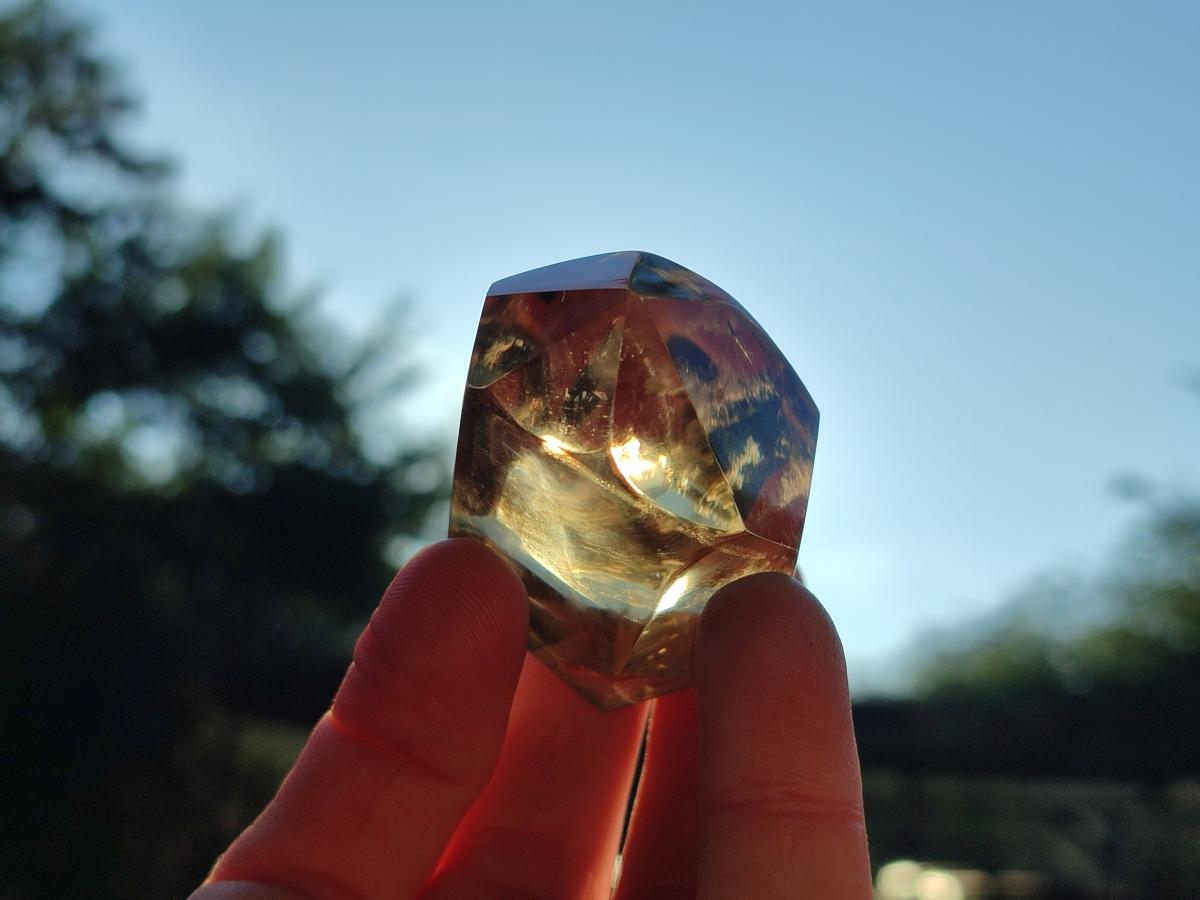 Polished Smokey Phantom Optic Clear Citrine Crystal x 1 From Madagascar