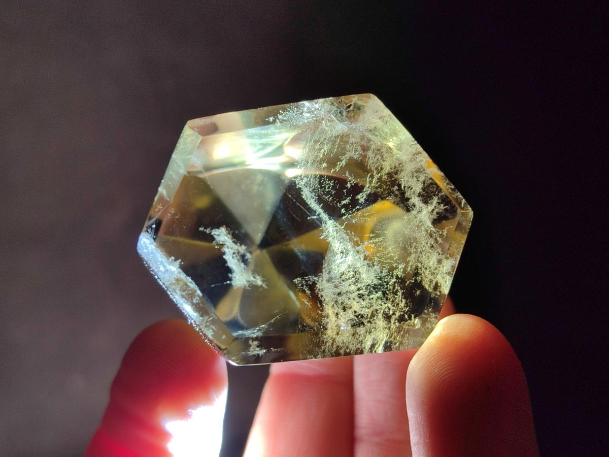 Polished Smokey Phantom Optic Clear Citrine Crystal x 1 From Madagascar