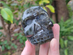 Hand Made Blue Flash Labradorite Skull Sculpture x 1 From Tulear, Madagascar