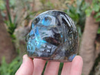Hand Made Blue Flash Labradorite Skull Sculpture x 1 From Tulear, Madagascar