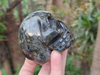 Hand Made Blue Flash Labradorite Skull Sculpture x 1 From Tulear, Madagascar