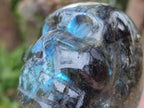 Hand Made Blue Flash Labradorite Skull Sculpture x 1 From Tulear, Madagascar