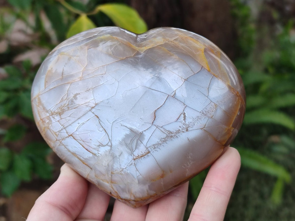 Polished Large Pearly Moonstone Gemstone Heart x 1 From Madagascar