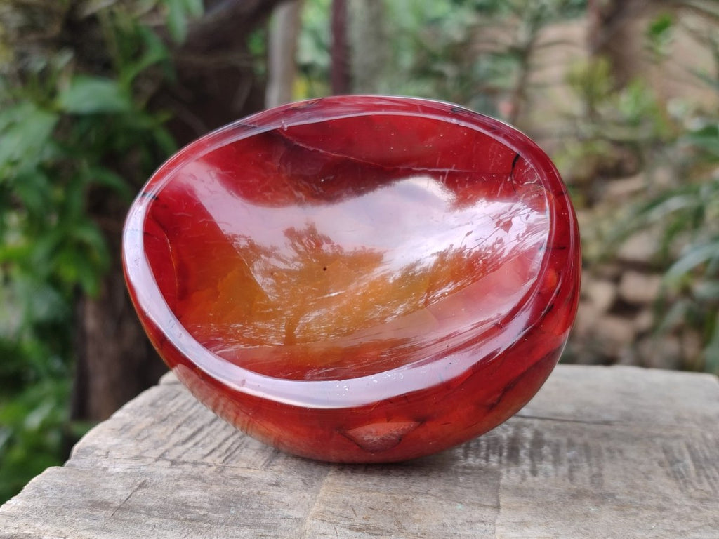 Polished "Fire" Carnelian Gemstone Bowl x 1 From Madagascar