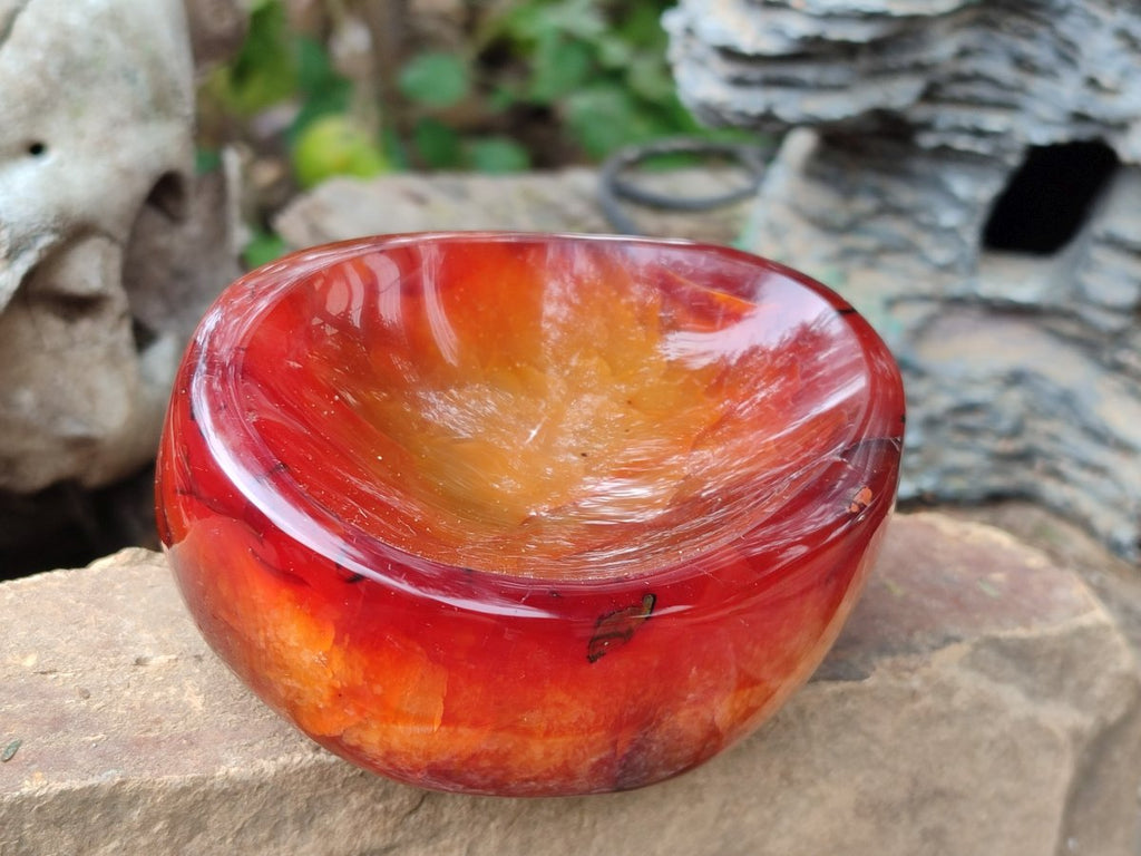 Polished "Fire" Carnelian Gemstone Bowl x 1 From Madagascar