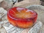 Polished "Fire" Carnelian Gemstone Bowl x 1 From Madagascar