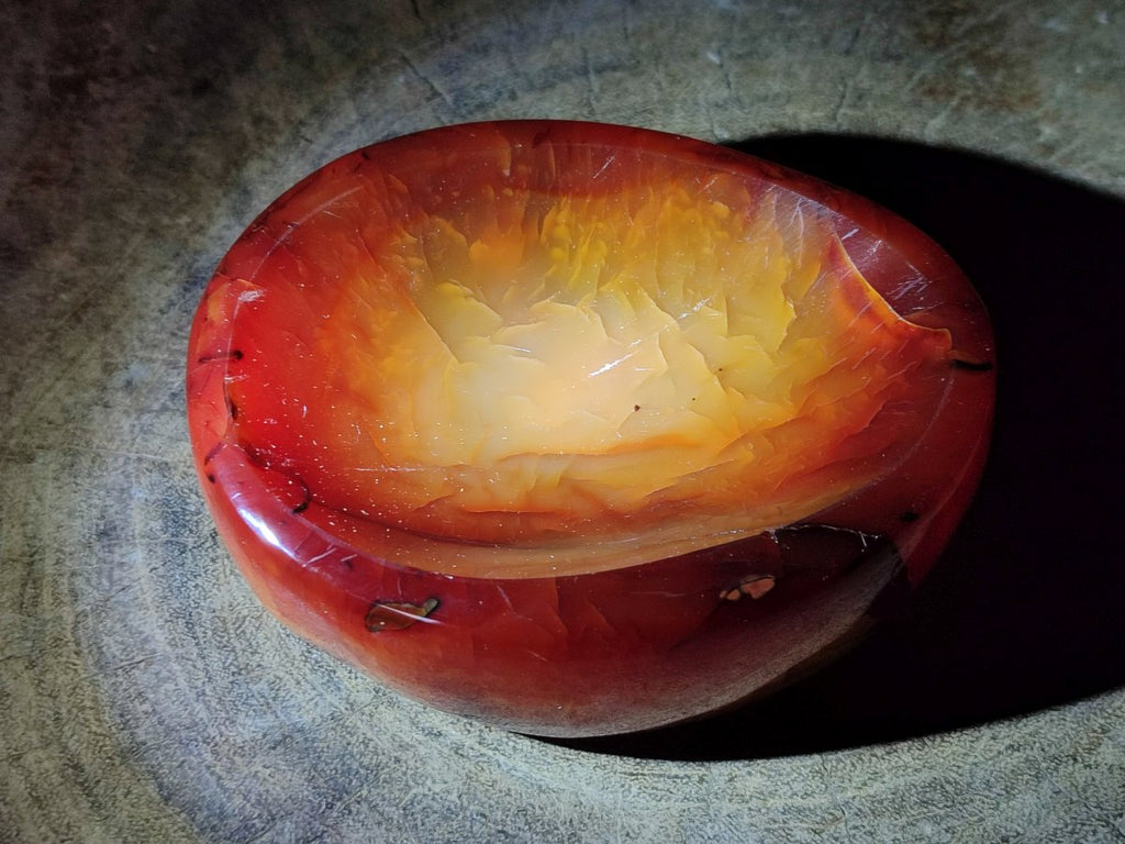 Polished "Fire" Carnelian Gemstone Bowl x 1 From Madagascar