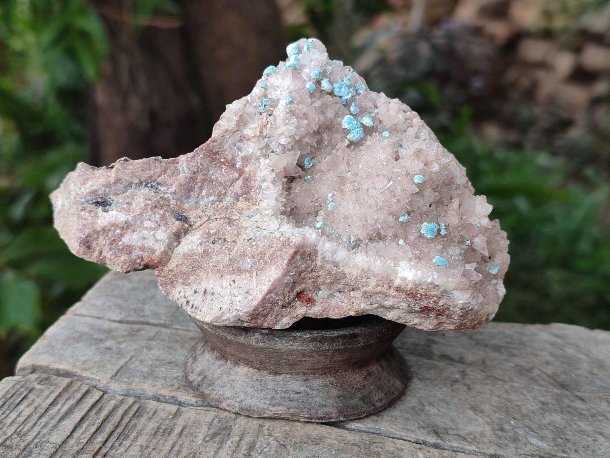 Natural Super Rare Spheroid Shattuckite with Dog Tooth Calcite on a Dolomite Matrix x 1 From Mashamba West Mine, Congo