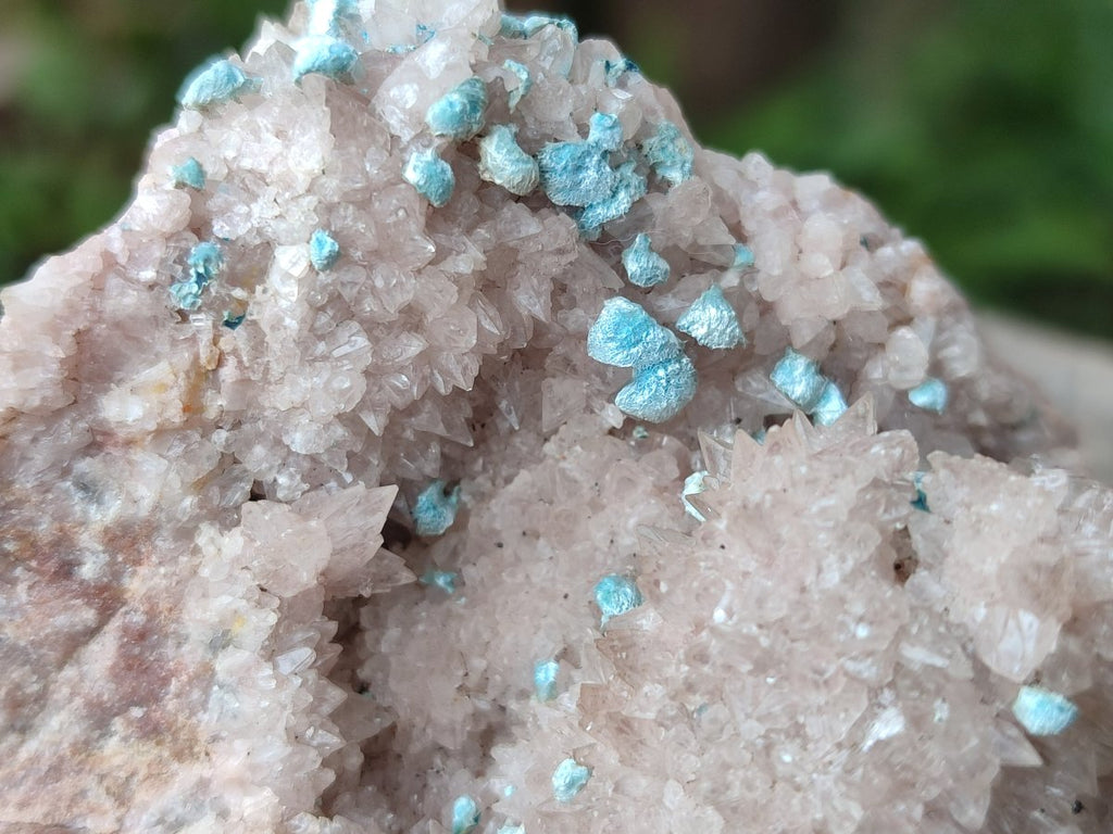 Natural Super Rare Spheroid Shattuckite with Dog Tooth Calcite on a Dolomite Matrix x 1 From Mashamba West Mine, Congo