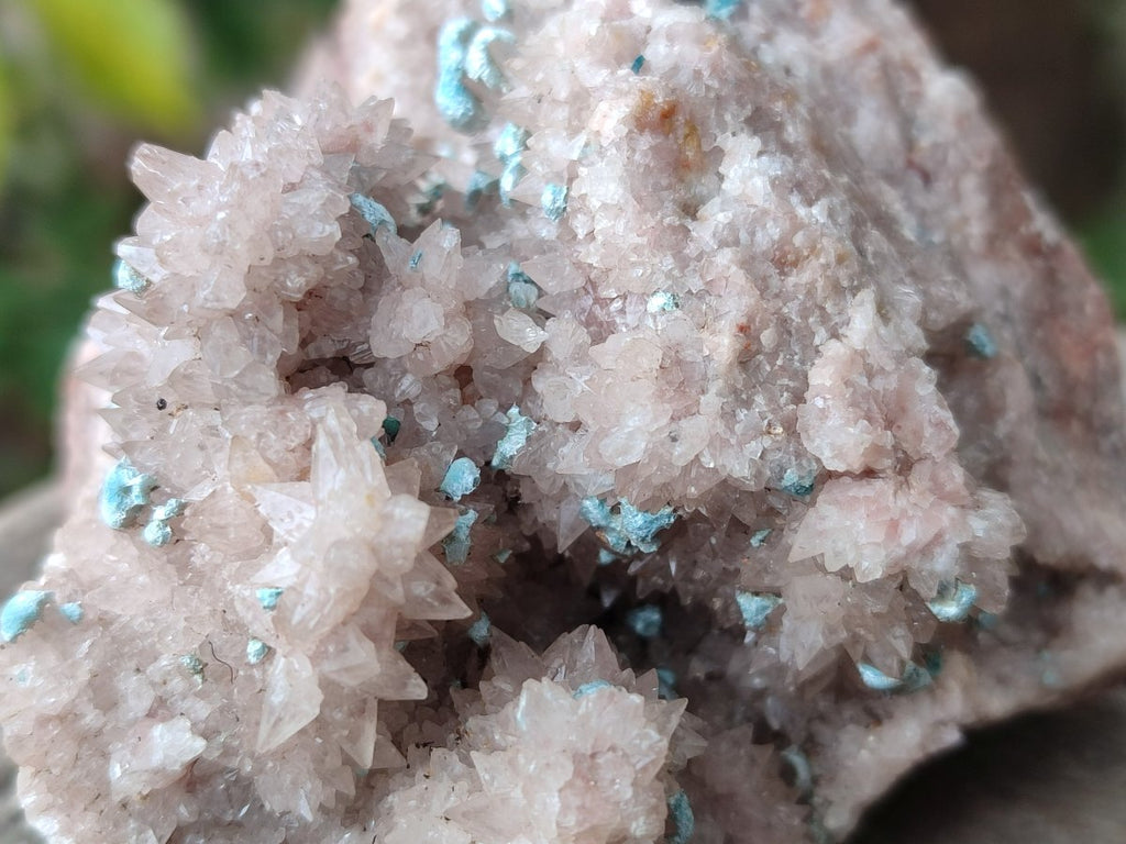 Natural Super Rare Spheroid Shattuckite with Dog Tooth Calcite on a Dolomite Matrix x 1 From Mashamba West Mine, Congo