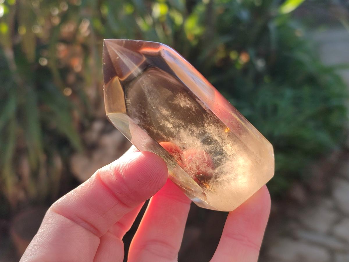 Polished Smokey Phantom Yellow Citrine Crystal x 1 From Anzojorabe, Madagascar