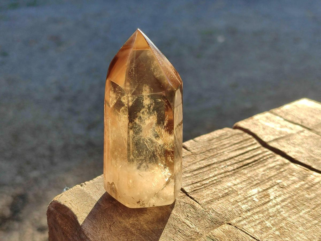 Polished Smokey Phantom Yellow Citrine Crystal x 1 From Anzojorabe, Madagascar