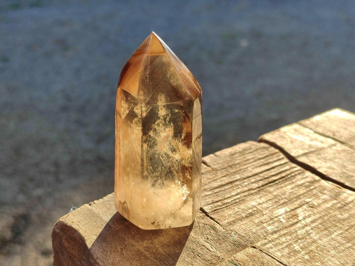 Polished Smokey Phantom Yellow Citrine Crystal x 1 From Anzojorabe, Madagascar