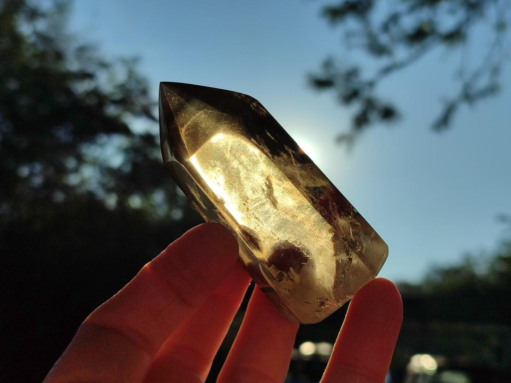 Polished Smokey Phantom Yellow Citrine Crystal x 1 From Anzojorabe, Madagascar