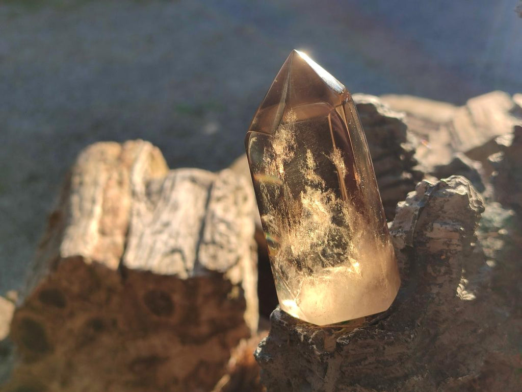 Polished Smokey Phantom Yellow Citrine Crystal x 1 From Anzojorabe, Madagascar