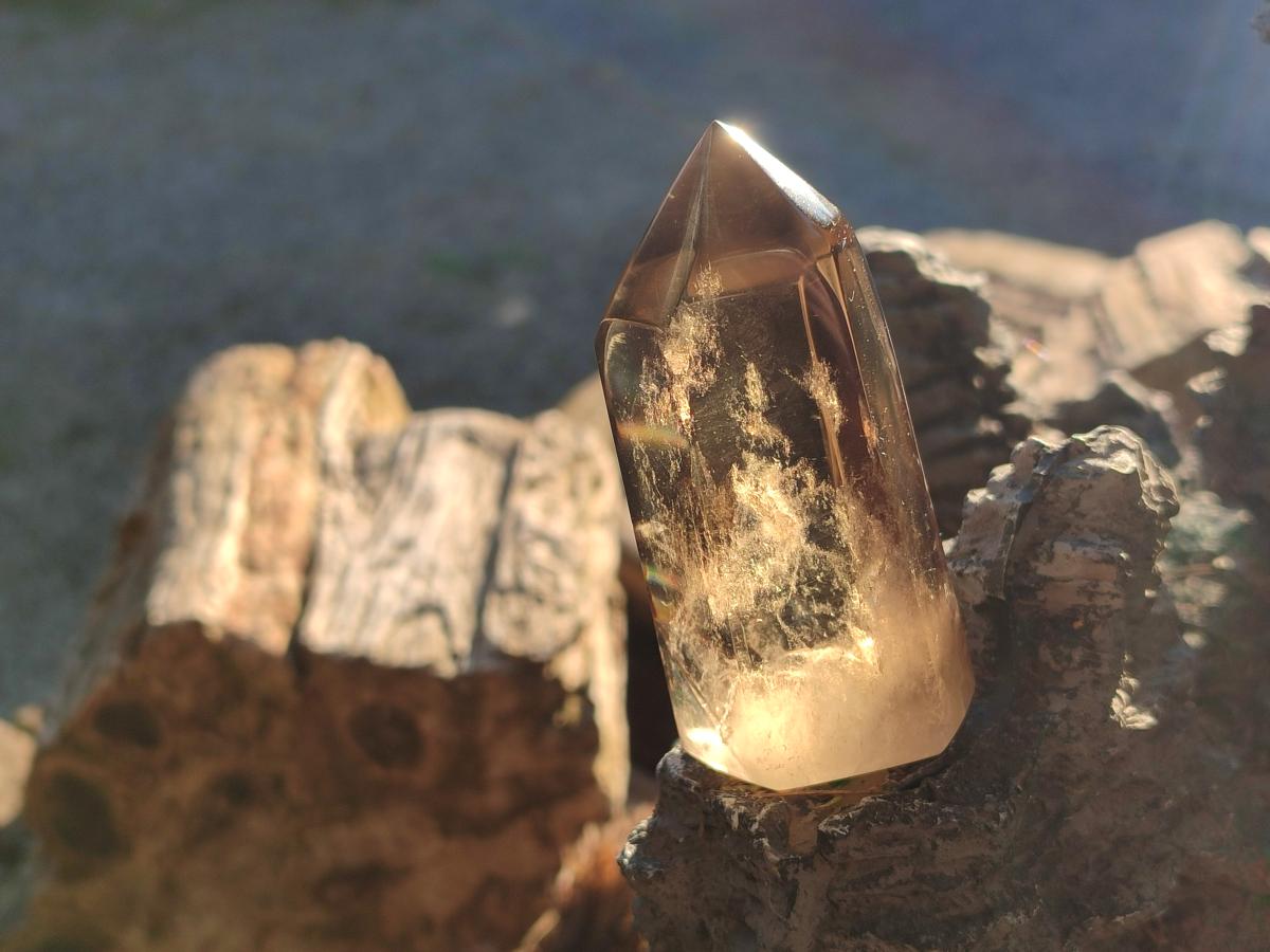 Polished Smokey Phantom Yellow Citrine Crystal x 1 From Anzojorabe, Madagascar