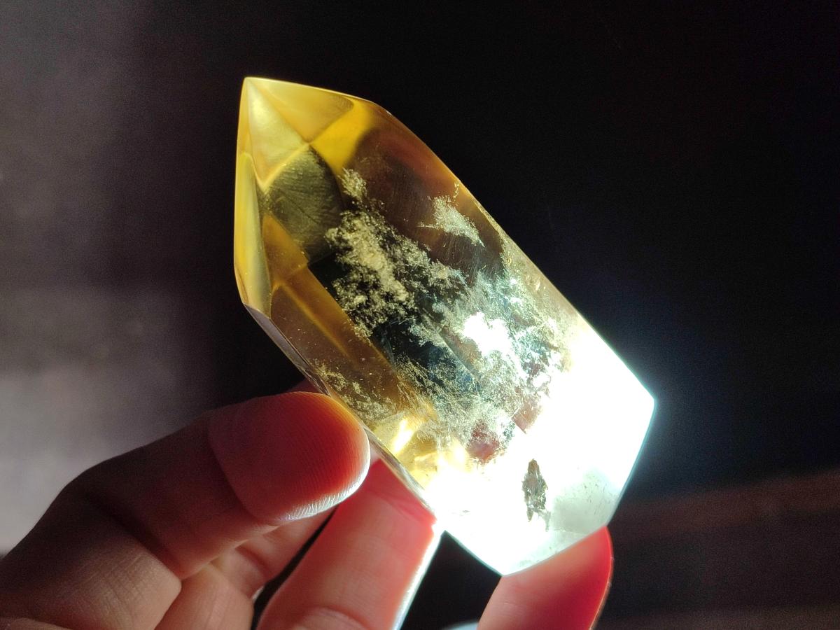Polished Smokey Phantom Yellow Citrine Crystal x 1 From Anzojorabe, Madagascar