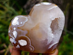 Polished Hollow Crystal Centred Carnelian Gemstone Heart x 1 From Madagascar