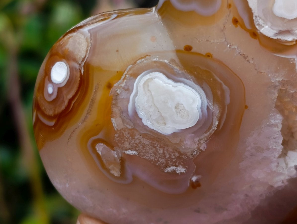 Polished Hollow Crystal Centred Carnelian Gemstone Heart x 1 From Madagascar