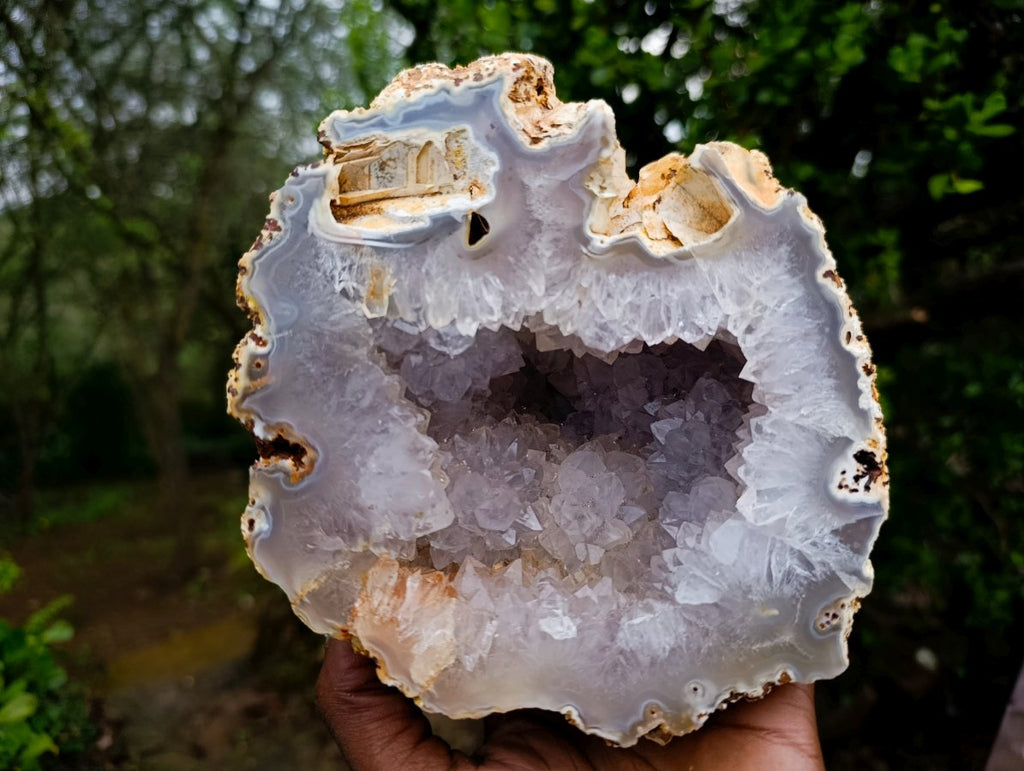 Polished Large Agate with Crystalline Centred Geode x 1 From Maintirano, Madagascar