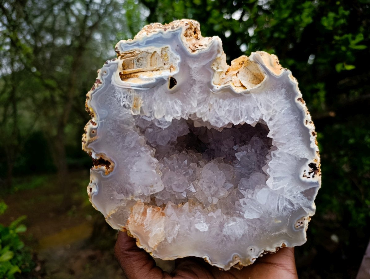 Polished Large Agate with Crystalline Centred Geode x 1 From Maintirano, Madagascar