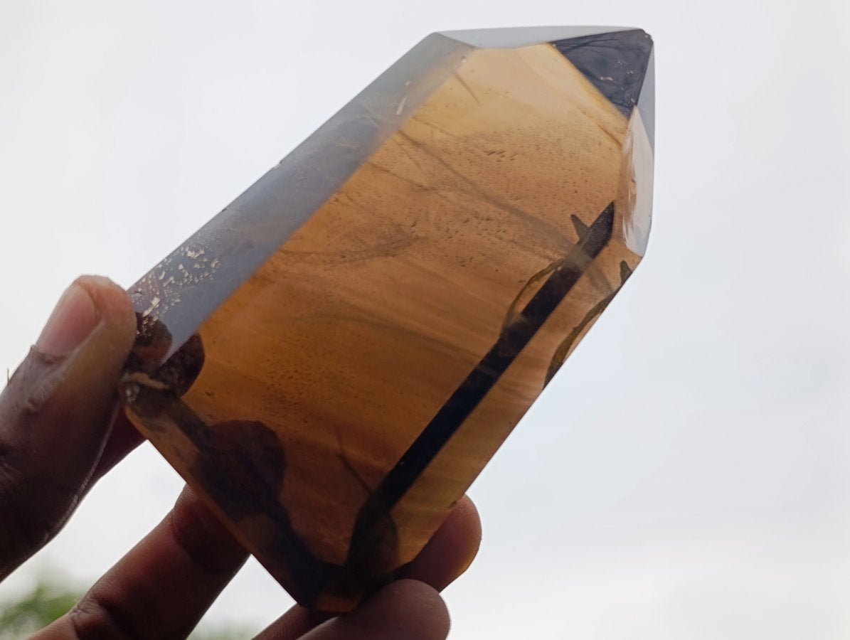 Polished Two Tone Smokey Quartz Crystal x 1 From Madagascar
