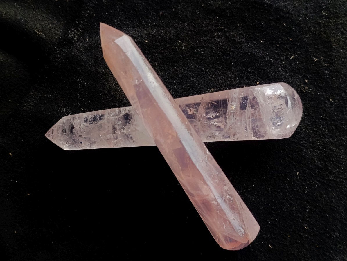 Polished Pair of Gemmy Pink Rose Quartz Crystal Massage Wands x 1 From Ambatondrazaka, Madagascar