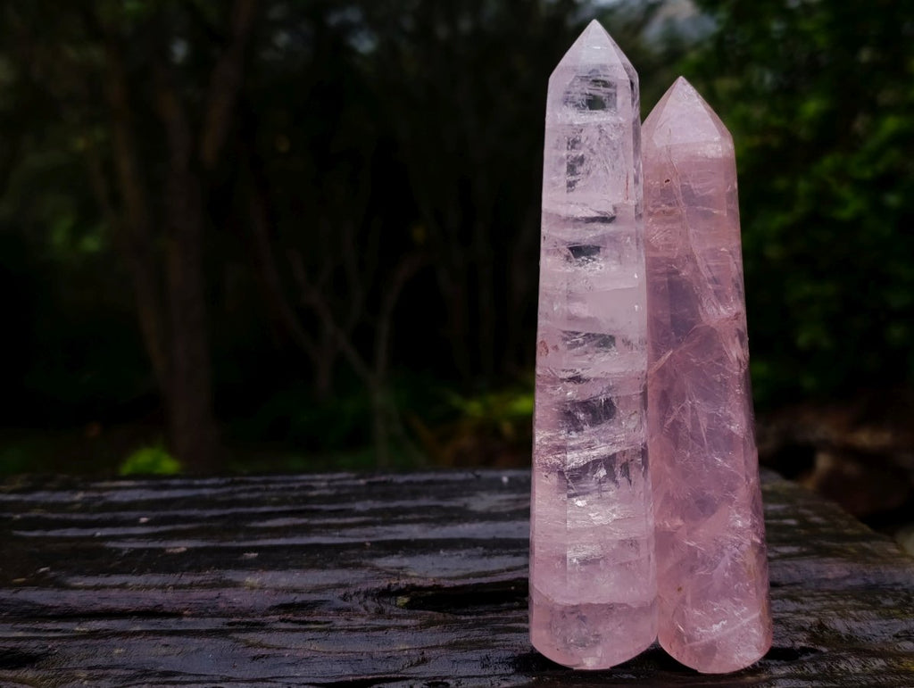 Polished Pair of Gemmy Pink Rose Quartz Crystal Massage Wands x 1 From Ambatondrazaka, Madagascar