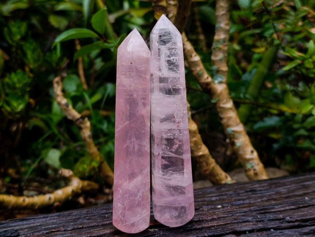 Polished Pair of Gemmy Pink Rose Quartz Crystal Massage Wands x 1 From Ambatondrazaka, Madagascar