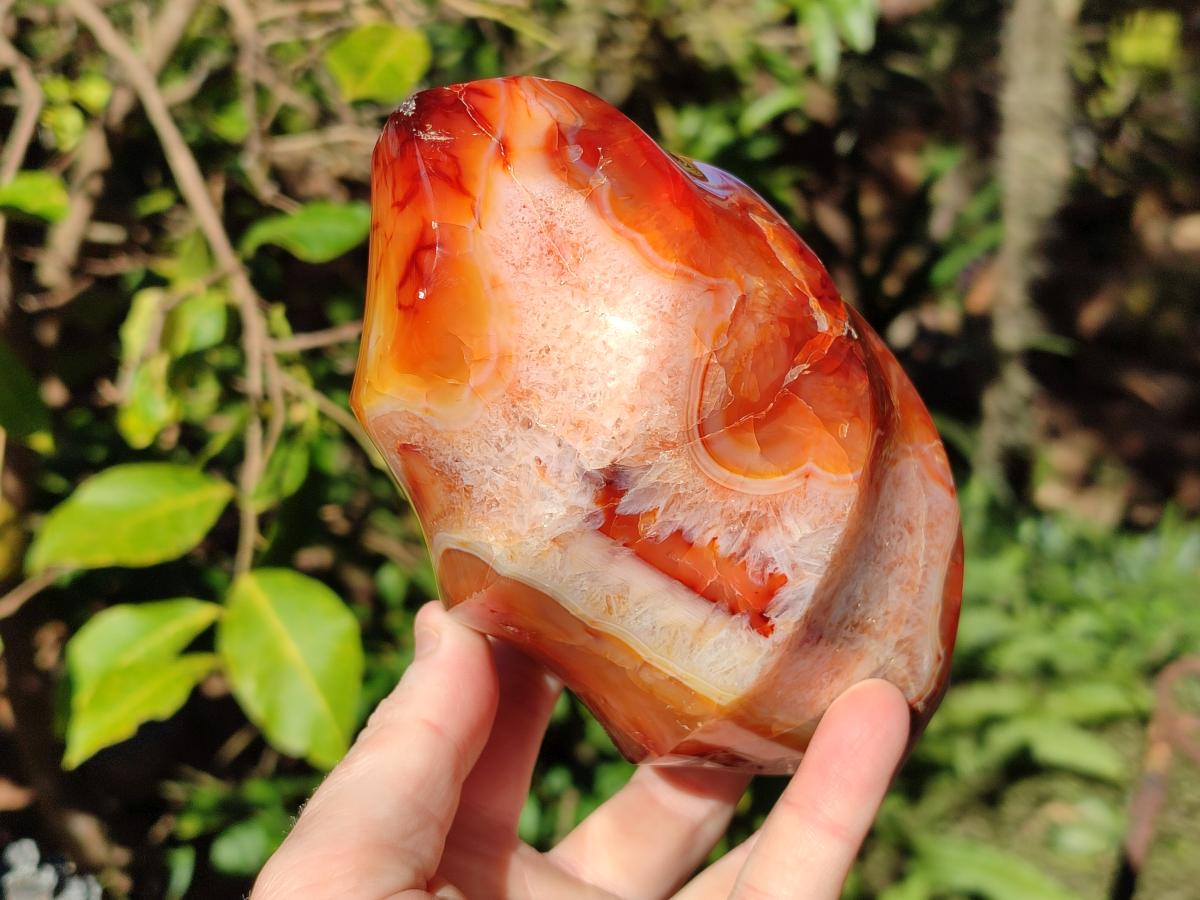 Polished Large Carnelian Gemstone Flame Sculpture x 1 From Madagascar