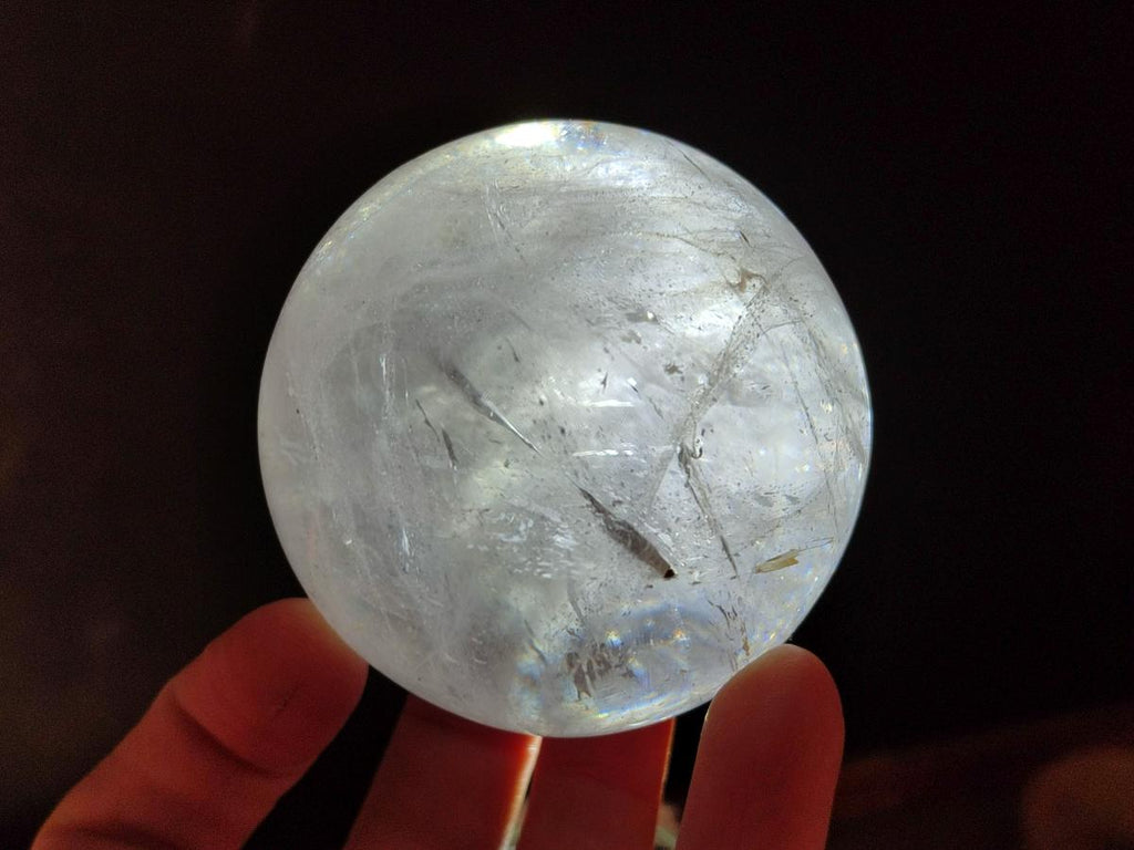 Polished Rainbow Veiled Rock Crystal Ball x 1 From Madagascar