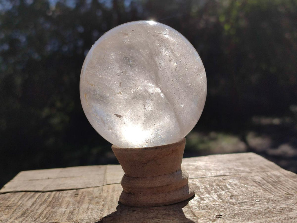 Polished Rainbow Veiled Rock Crystal Ball x 1 From Madagascar