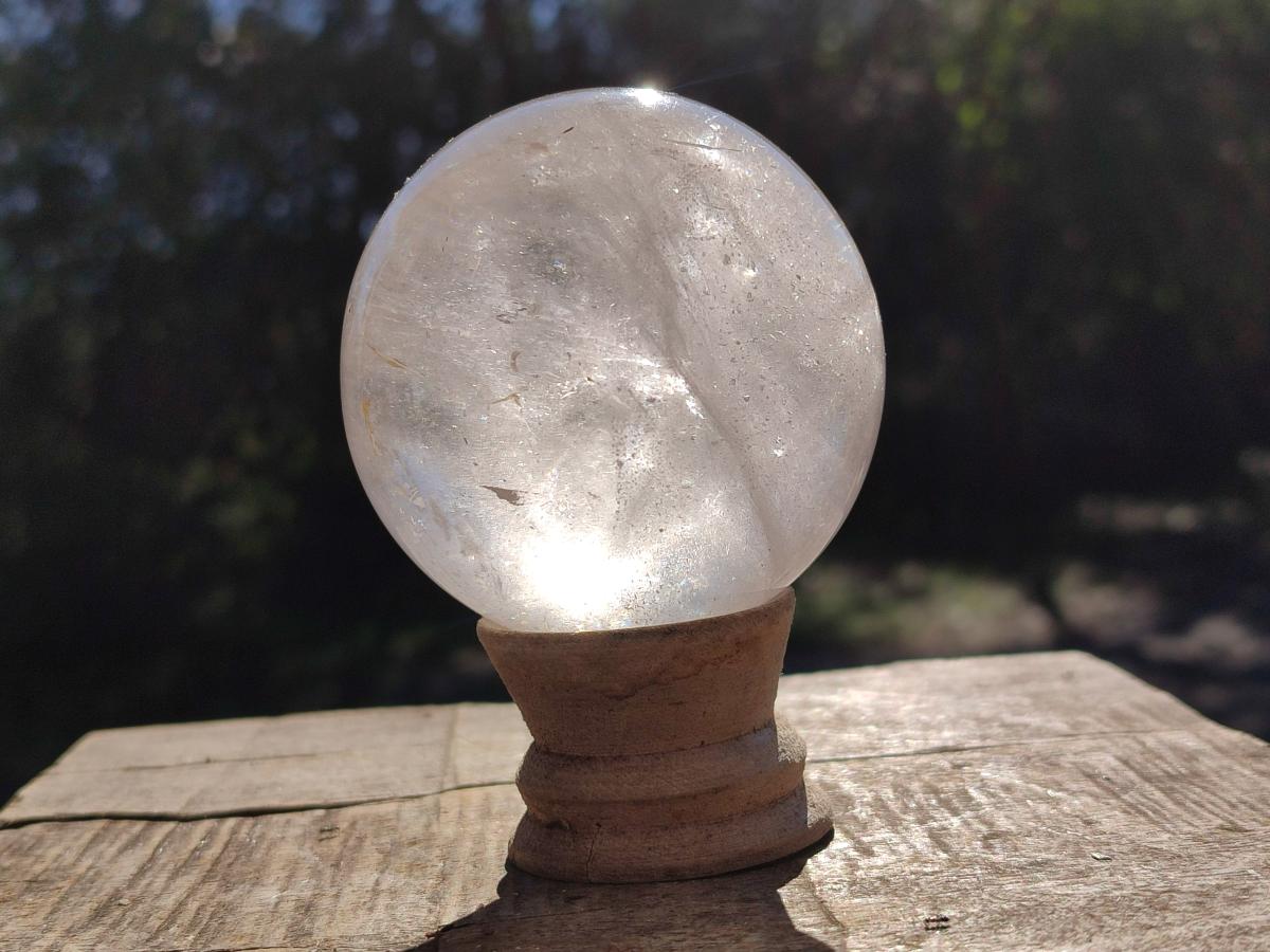 Polished Rainbow Veiled Rock Crystal Ball x 1 From Madagascar